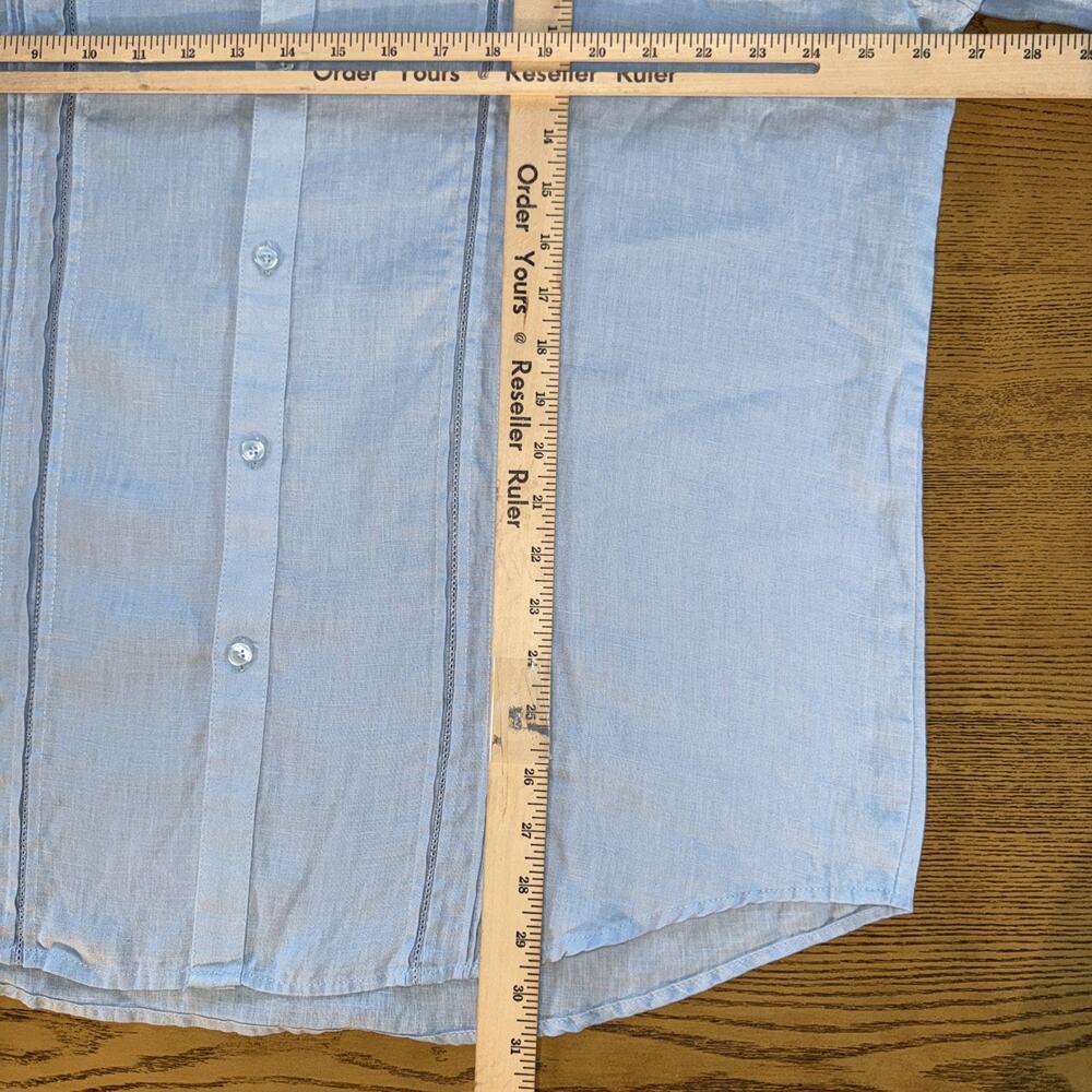 CUBAVERA Collection 100% Linen Blue Multi Tuck Guayabera Shirt Sz 2XL EUC Resort - Picture 5 of 8